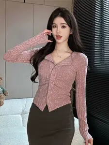 StyleCast Women Self Design Extended Sleeves Shirt Style Top