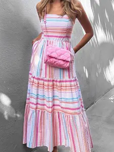 StyleCast x Revolte Striped Strapless Layered Maxi Dress