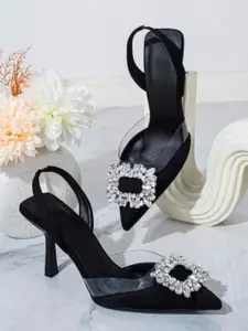 LUXY SHOE Women Western - Embellished Pointed Toe Slim Pumps