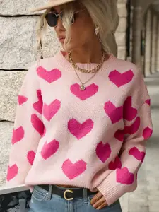 StyleCast x Revolte Women Self Design Cable Knit Pullover