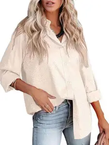 StyleCast Beige Abstract Printed Spread Collar Casual Shirt