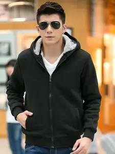 StyleCast x Revolte Men Hooded Solid Casual Bomber Jacket