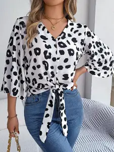 StyleCast White Animal Printed Casual Shirt