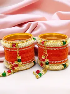 BeautyTrends Set Of 32 Gold-Plated AD Studded Latkan Chuda Bangle
