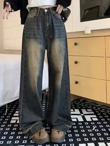 StyleCast Women Straight Fit High-Rise Heavy Fade Denim Jeans