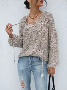 StyleCast Animal Printed Tie-Up Neck Top
