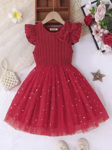 INCLUD Girls Print Flutter Sleeve Fit & Flare Dress