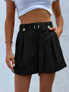StyleCast Women Black Mid-Rise Regular Shorts