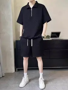 StyleCast Self Design Shirt Collar Neck T-Shirt With Short