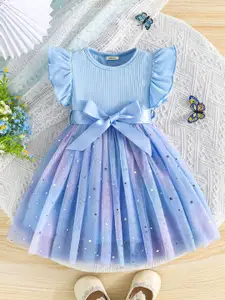 INCLUD Girls Flutter Sleeve Fit & Flare Dress