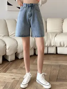 StyleCast x Revolte Women Washed Loose Fit High-Rise Denim Shorts Technology