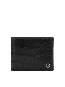 Da Milano Men Geometric Textured Leather Two Fold Wallet