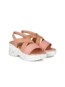 H.M. LADIES FOOTWEAR Women Textured Wedge Heels Sandals