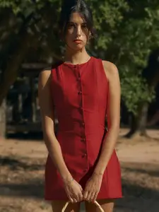 StyleCast Women Round Neck Sleeveless  A-Line Dress