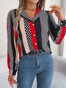 StyleCast Red Polka Dot Printed Casual Shirt