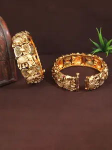 SGA FASHION Set Of 2 Gold-Plated AD Studded Bangles