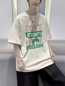 StyleCast Men Typography Printed Round Neck Oversized T-shirt