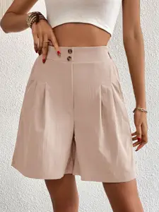 StyleCast Beige Women Mid-Rise Shorts