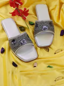 BAESD Women Embellished Party Open Toe Flats