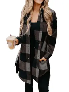 StyleCast Women Spread Collar Tartan Checked Casual Shirt