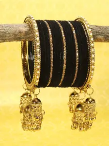 RIJOLI Set Of 42 Gold-Plated Zircon Studded Latkan Bangles