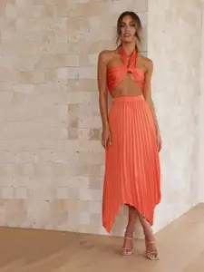 StyleCast Orange Halter Neck Top with Skirt