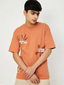 max Boys Graphic Printed Round Neck Relaxed Fit Cotton T-shirt