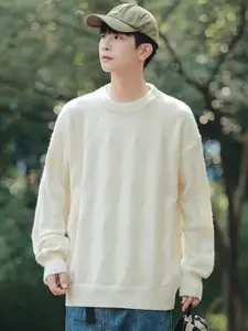 StyleCast x Revolte Men Self Design Longline Pullover Sweaters