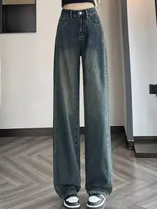 StyleCast Women High-Rise Heavy Fade Denim Jeans