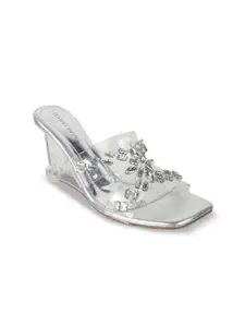 Mochi Women Solid Regular Open Toe Wedge Heels with Western - Embellished