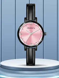 DressBerry Women Embellished Dial & Stainless Steel Straps Analogue Watch DB-027-Pink