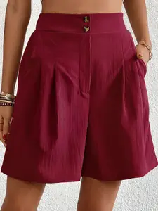 StyleCast Women Burgundy Mid-Rise Shorts
