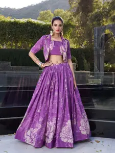 LOOKNBOOK ART Printed Ready to Wear Tussar Silk Lehenga & Choli