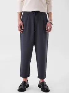 Snitch Men Navy Blue Mid-Rise Relaxed Fit Trouser