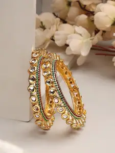 ANIKAS CREATION Set Of 2 Rose Gold-Plated CZ Stone Studded Bangles