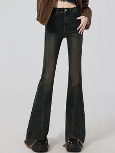 StyleCast Women Flared High-Rise Heavy Fade Jeans