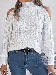 StyleCast x Revolte Women Cable Knit Round Neck Pullover Sweater