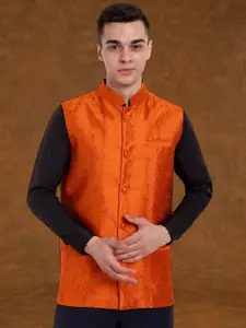 Moda Rapido Woven Design Mandarin Collar Nehru Jacket