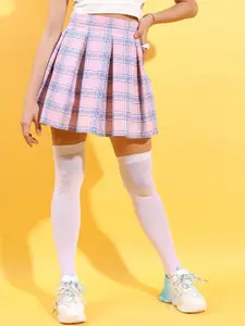 Tokyo Talkies Checked Flared Mini Skirt