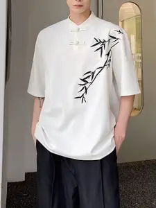 StyleCast Men Graphic Printed Henley Neck Cotton T-shirt