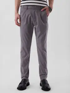 Snitch Men Snitch Grey Mid-Rise Slim Fit Trouser
