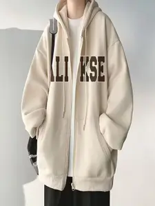 StyleCast x Revolte Men Typography Printed Hooded Sweatshirt