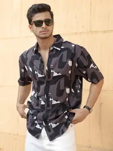 Powerlook Men Geometric Printed Spread Collar Casual Shirt