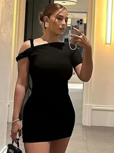 StyleCast Black Shoulder Straps Bodycon Dress