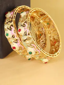 LAVAZZA Set Of 2 Crystal Studded Dulha-Dulhan & Kalash Design Bangles