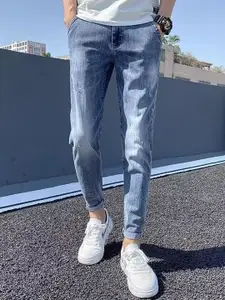 StyleCast x Revolte Men Skinny Fit Low Distress Light Fade Jeans