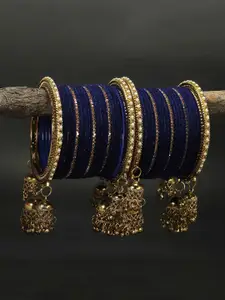 RIJOLI Set Of 42 Gold-Plated Latkan Zircon Studded Bangles