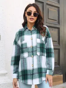 StyleCast Women Green & White Checked Casual Shirt