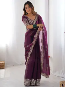 Saree mall Sequinned Organza Designer Sarees
