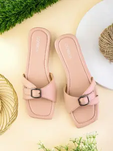 CORSICA Women Striped Open Toe Flats with Bows